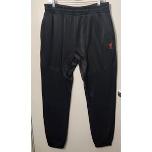 LFC Jogger Pants Lrg Black Red Embroidered Liverbird Logo Drawcord Elastic Waist